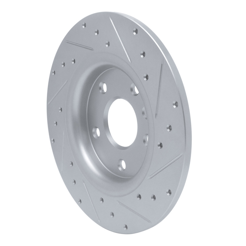 Chrysler Grand Caravan Brake Rotor (1) - Rear Left - R1 Concepts - Drilled & Slotted - Silver - `17-`25